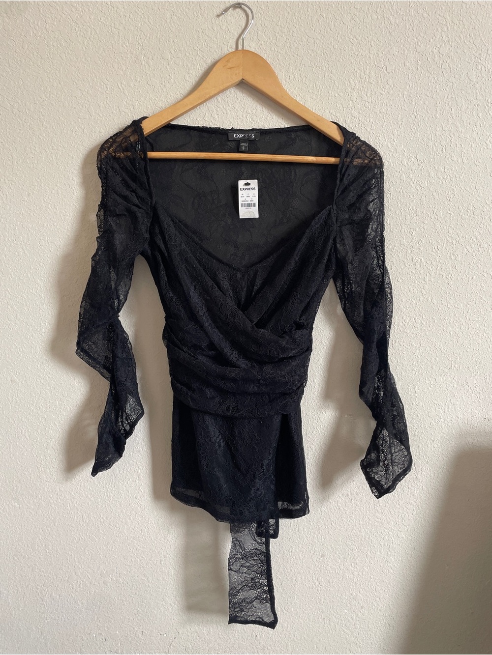 NWT Express RARE Vintage Y2K Goth Baddie Tie Lace Top